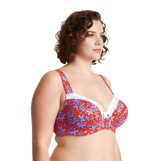 Women's Plus Size Underwired Unlined Balconette Cotton Bra