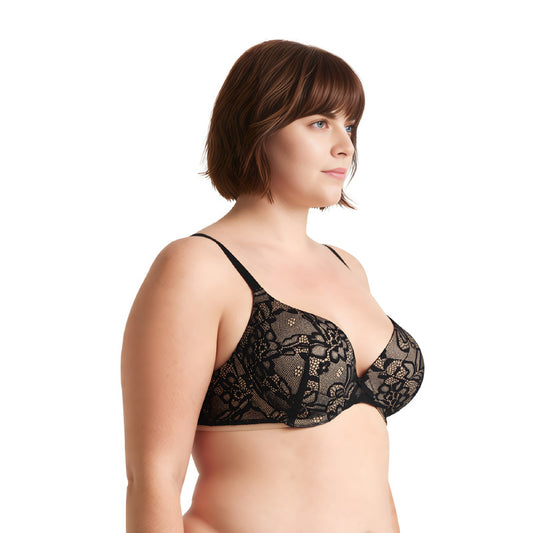 Women's Plus Size Perfect Shape Add 1 Cup Push Up Underwire Lace Bras