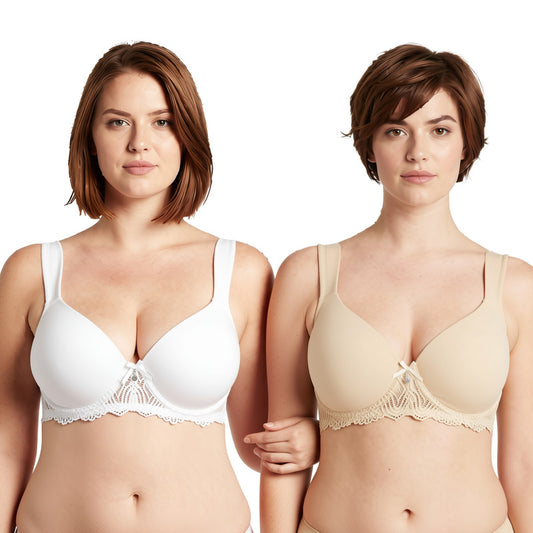 Women's Lightly Padded Underwire Lace Bra with Padded Shoulder Straps
