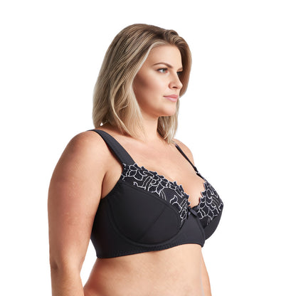 Women's Plus Size Minimizer Underwire Bra With Lace Embroidery