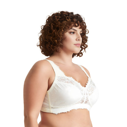 Women's Plus Size Minimizer Lace Full Coverage Unlined Wireless Bra
