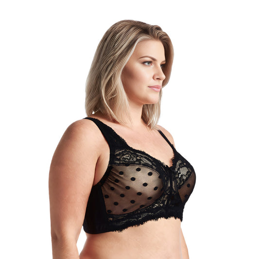 Women's Plus Size Minimizer Lace Full Coverage Unlined Wireless Bra