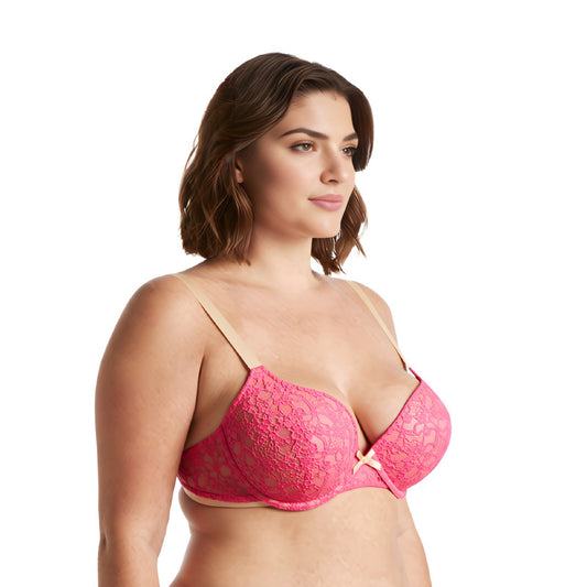Women's Plus Size Perfect Shape Add 1 Cup Push Up Underwire Lace Bras