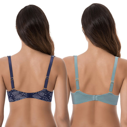 Women's Plus Size Unlined Underwire Lace Bra with Cushion Straps