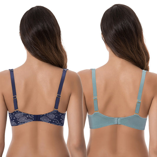 Women's Plus Size Unlined Underwire Lace Bra with Cushion Straps