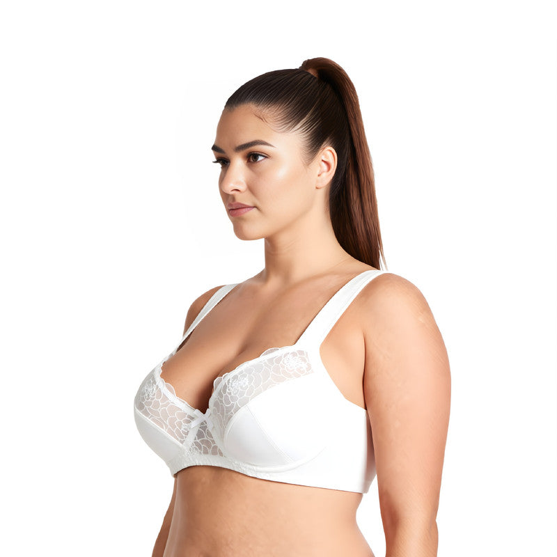 Women's Plus Size Minimizer Underwire Bra With Lace Embroidery