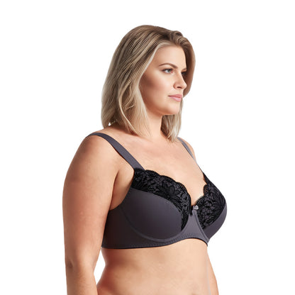Plus Size Unlined Minimizer Underwire Bra with Embroidery Lace