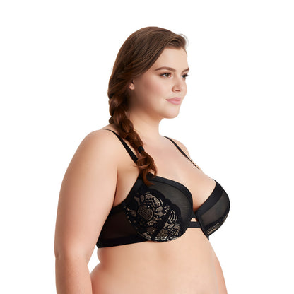 Women's Plus Size Push Up Add 1 Cup Underwire Perfect Shape Lace Bra