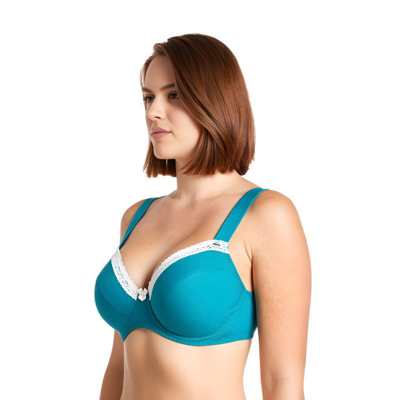 Women's Plus Size Underwired Unlined Balconette Cotton Bra