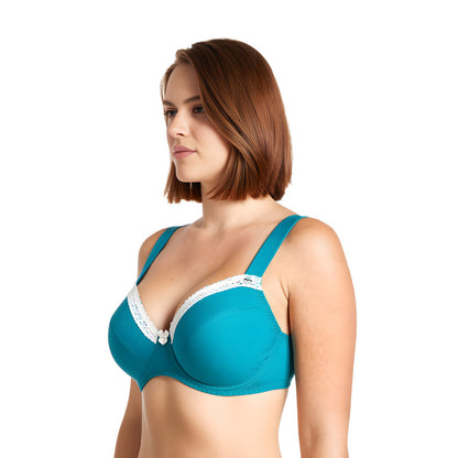 Women's Plus Size Underwired Unlined Balconette Cotton Bra