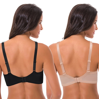 Women's Minimizer Unlined Underwire Bra with Lace Embroidery