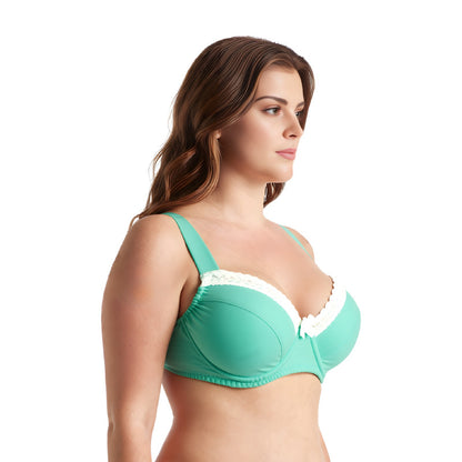 Women's Plus Size Underwired Unlined Balconette Cotton Bra
