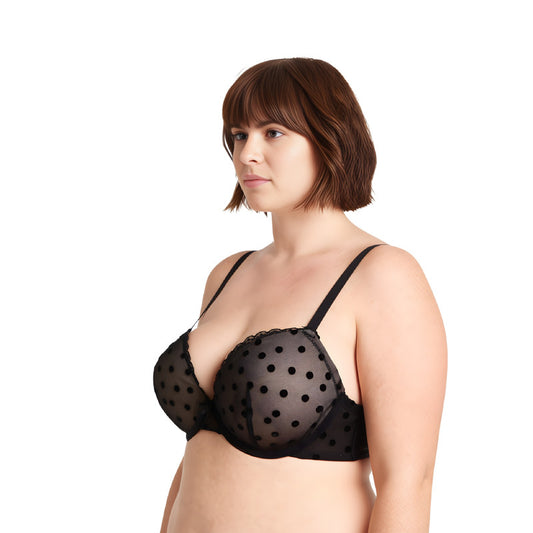Women's Plus Size Push Up Add 1 and a half Cup Underwire Mesh Bra