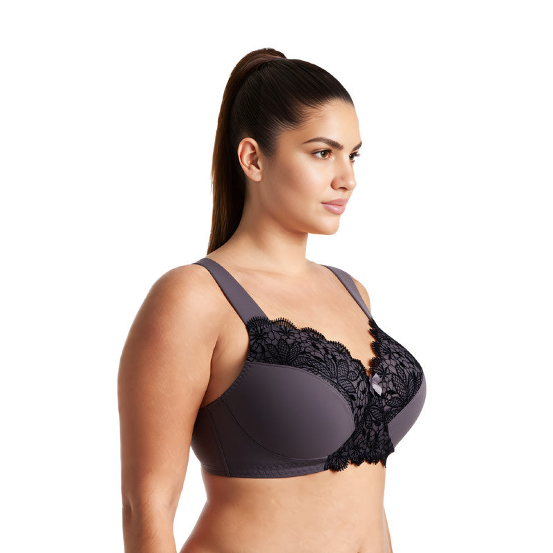 Plus Size Unlined Minimizer Wirefree Bras with Embroidery Lace