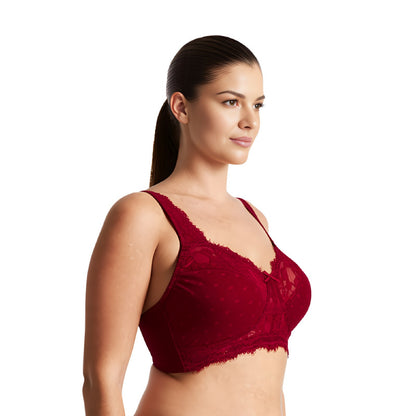 Women's Plus Size Minimizer Lace Full Coverage Unlined Wireless Bra