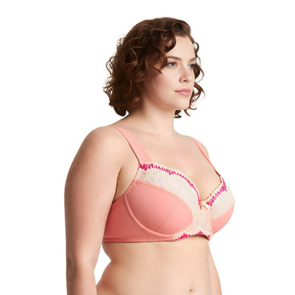 Plus Size Minimizer Underwire Bra With Lace Embroidery