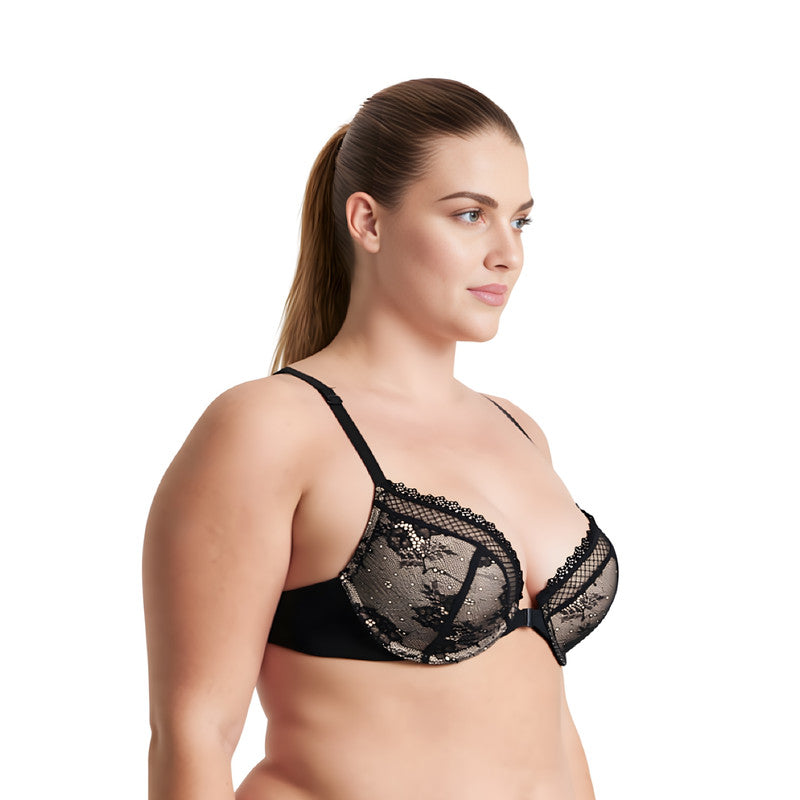 Women's Plus Size Add 1 Cup Push Up Underwire Halter Front Close Bras