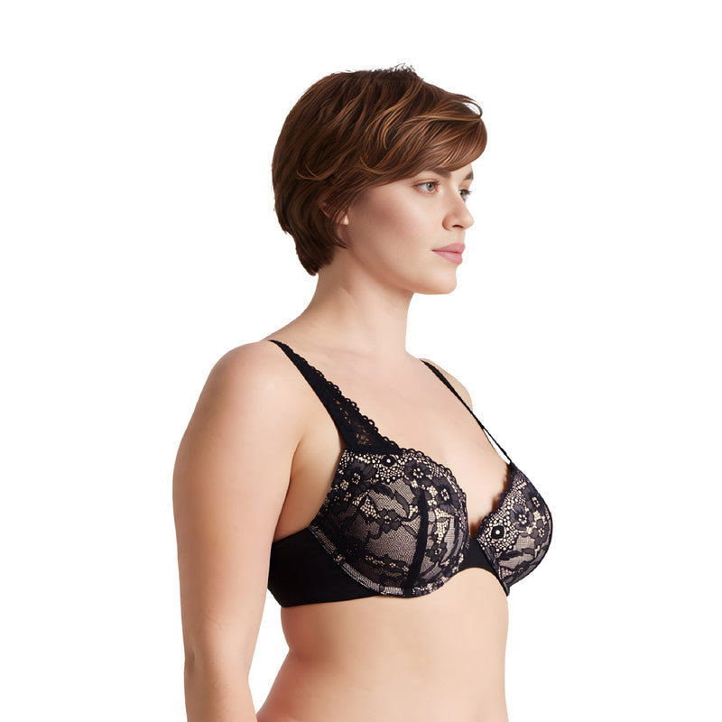 Women's Plus Size Add 1 and a half Cup Push Up Underwire Convertible Lace Bras