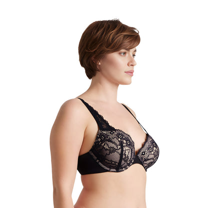 Women's Plus Size Add 1 and a half Cup Push Up Underwire Convertible Lace Bras