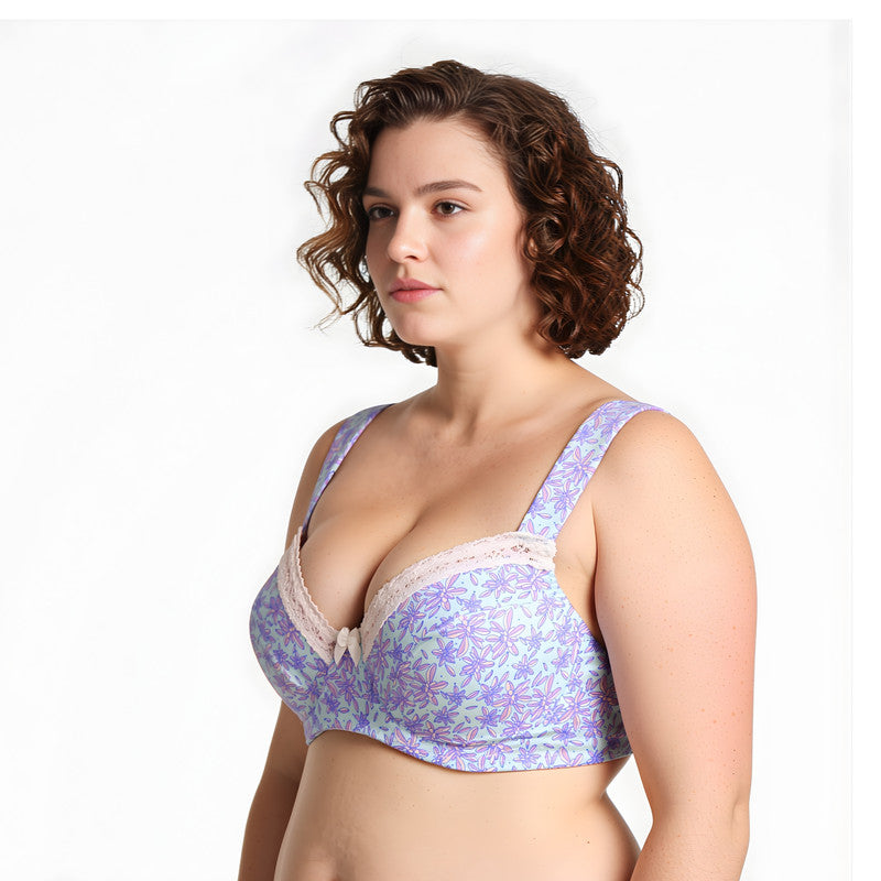 Women's Plus Size Underwired Unlined Balconette Cotton Bra