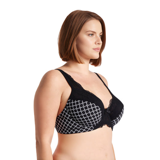 Women's Minimizer Unlined Underwire Bra With Lace Embroidery