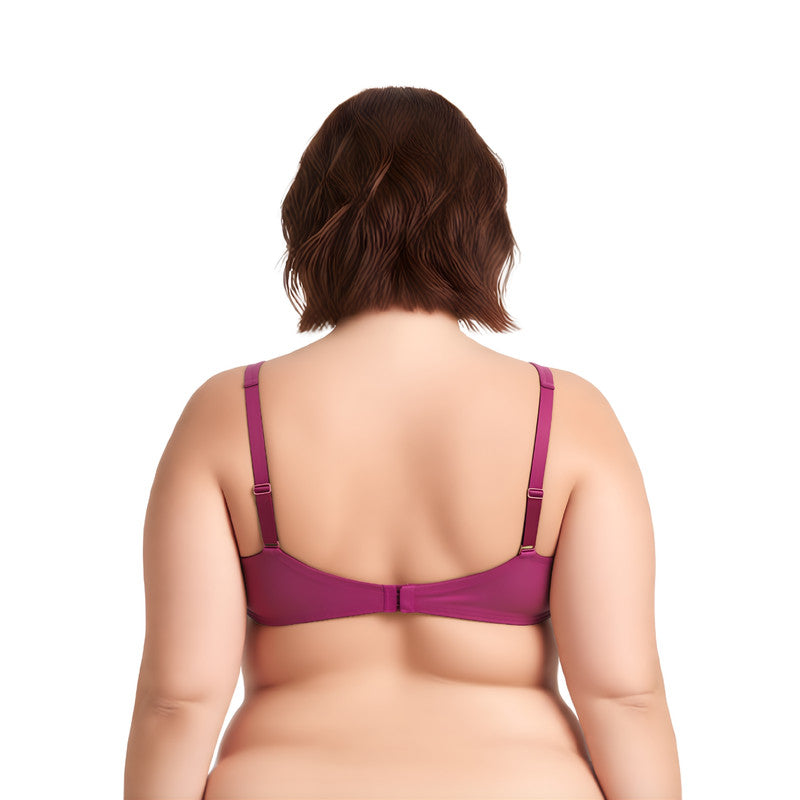 Women's Plus Size Unlined Underwire Lace Bra with Cushion Straps