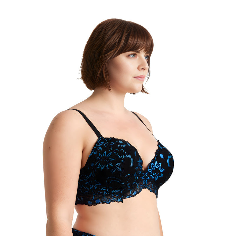 Women's Underwire Plus Size Push Up Add 1 and a Half Cup Lace Bras