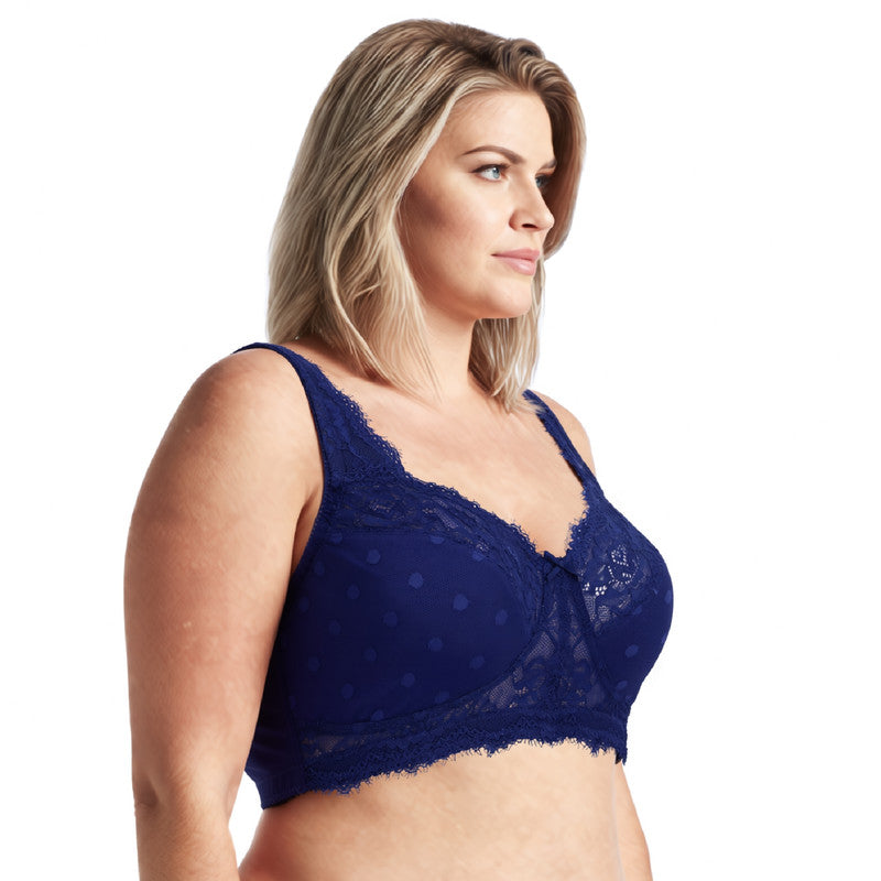 Women's Plus Size Minimizer Lace Full Coverage Unlined Wireless Bra