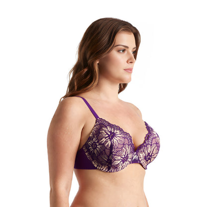 Women's Plus Size Full Coverage Lightly Padded Underwire Lace Bra