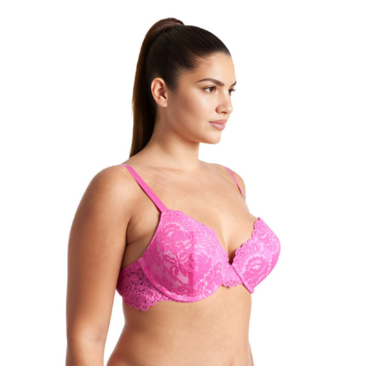 Women's Underwire Plus Size Push Up Add 1 and a Half Cup Lace Bras