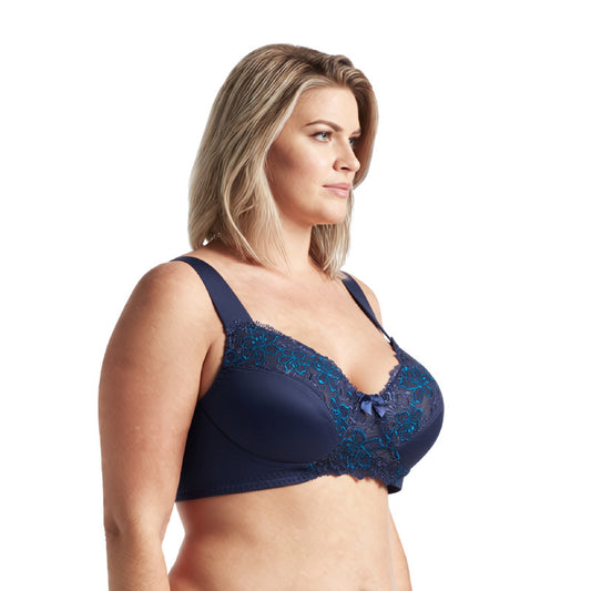 Plus Size Minimizer Unlined Wireless Bra with Lace Embroidery