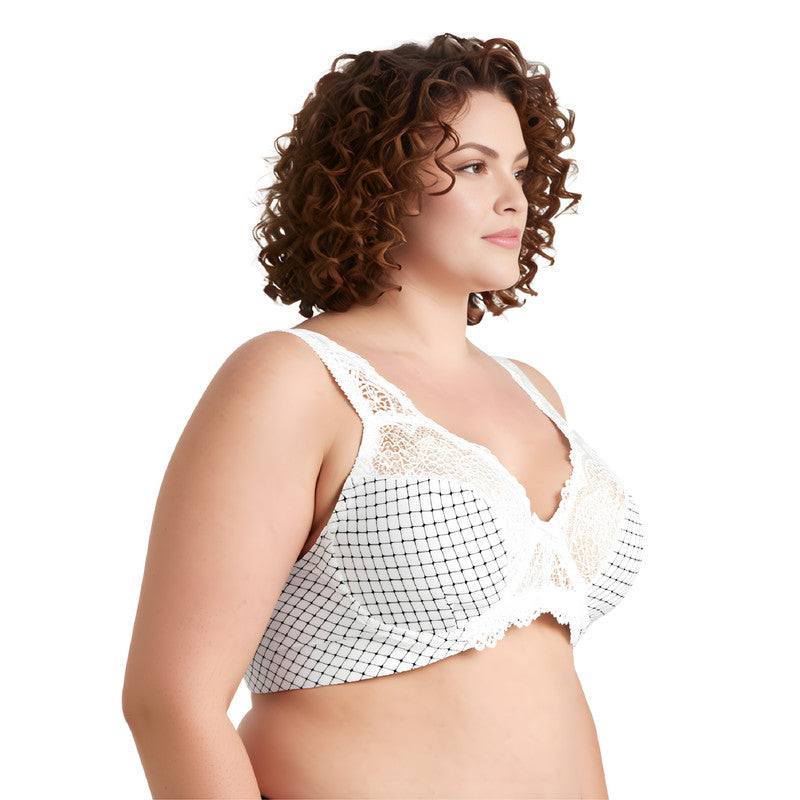 Women's Minimizer Unlined Underwire Bra With Lace Embroidery
