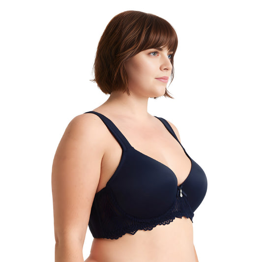 Women's Lightly Padded Underwire Lace Bra with Padded Shoulder Straps