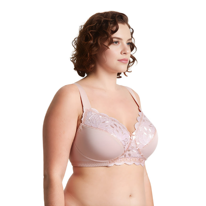 Plus Size Unlined Minimizer Wirefree Bras with Embroidery Lace