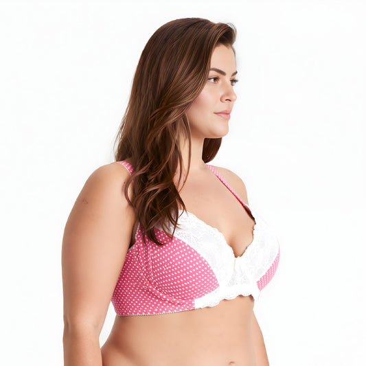 Women's Plus Size Unlined Underwire Lace Bra with Cushion Straps