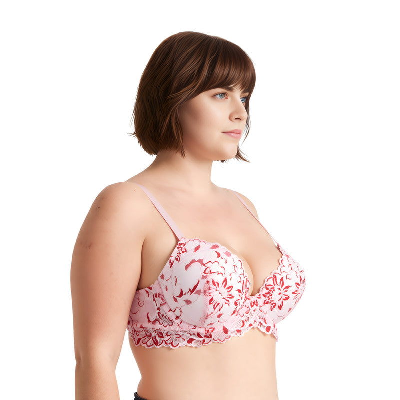 Women's Underwire Plus Size Push Up Add 1 and a Half Cup Lace Bras