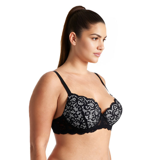 Women's Plus Size Push Up Add 1 Cup Underwire Perfect Shape Lace Bras