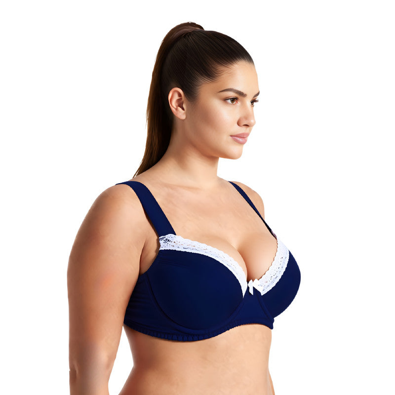 Women's Plus Size Underwired Unlined Balconette Cotton Bra