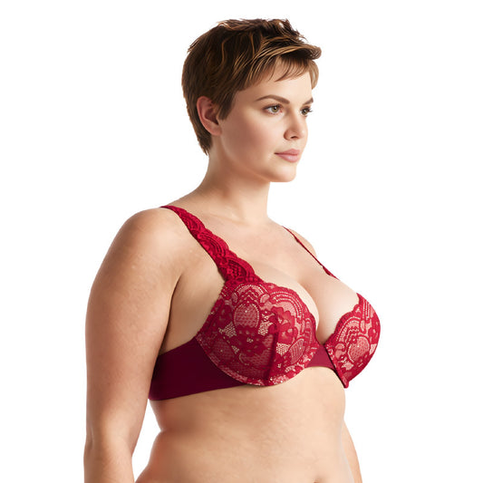 Women's Plus Size Add 1 and a half Cup Push Up Underwire Convertible Lace Bras