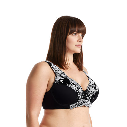 Women's Minimizer Unlined Underwire Bra with Lace Embroidery