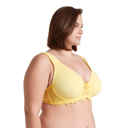 Women's Plus Size Unlined Underwire Lace Bra with Cushion Straps
