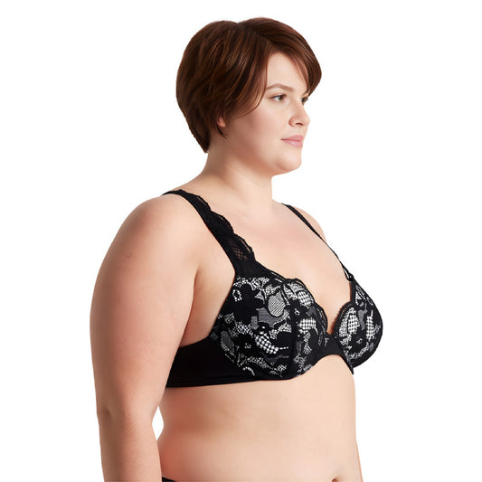 Women's Plus Size Add 1 and a half Cup Push Up Underwire Convertible Lace Bras