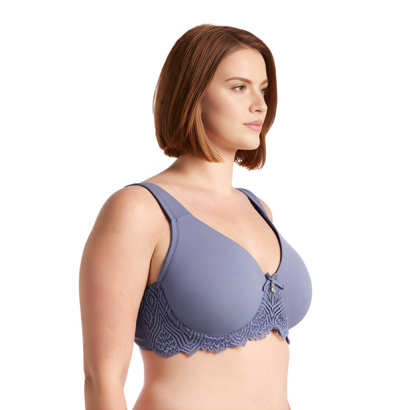 Women's Plus Size Unlined Underwire Lace Bra with Cushion Straps