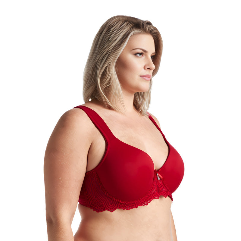 Women's Lightly Padded Underwire Lace Bra with Padded Shoulder Straps