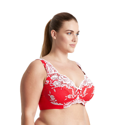 Women's Plus Size Minimizer Unlined Wireless Lace Full Coverage Bras