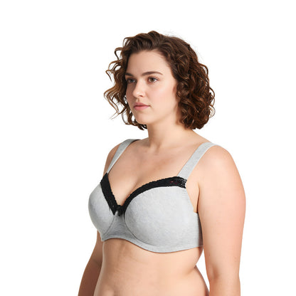 Women's Plus Size Underwired Unlined Balconette Cotton Bra
