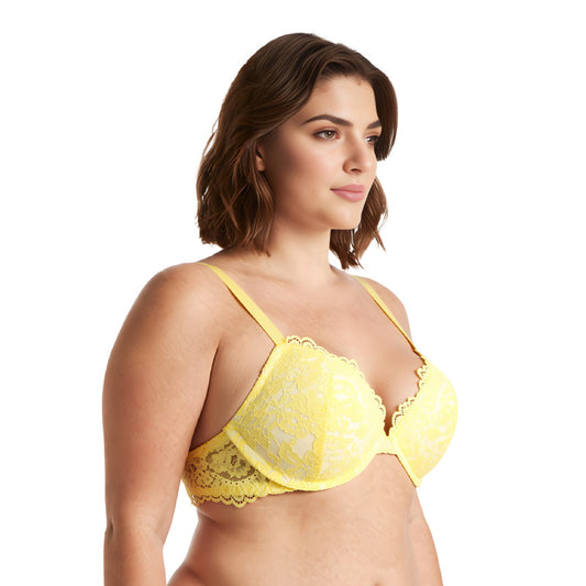 Women's Underwire Plus Size Push Up Add 1 and a Half Cup Lace Bras