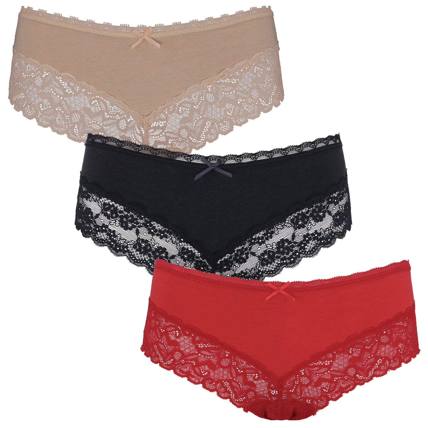 Women's Cotton Boyshorts Hipster Underwear Lace Trim Panties