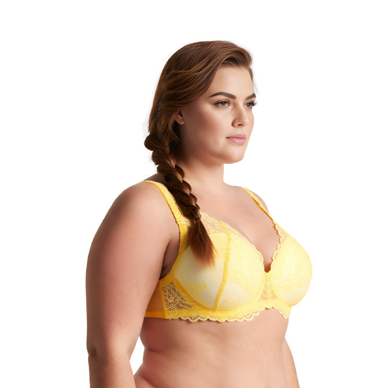 Women Plus Size Underwire Add 1+ Cup Push Up Mesh Lace Bra