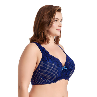 Women's Minimizer Unlined Underwire Bra With Lace Embroidery